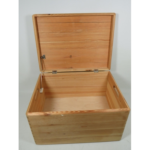 874 - Mixed lot to include a nicely made pine box with side handle holes which contains boxed Piggin figur... 