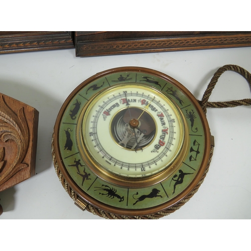 888 - Two Napoleon hat mantle clocks for spares or repair plus a smaller westclox  and barometer. See phot... 