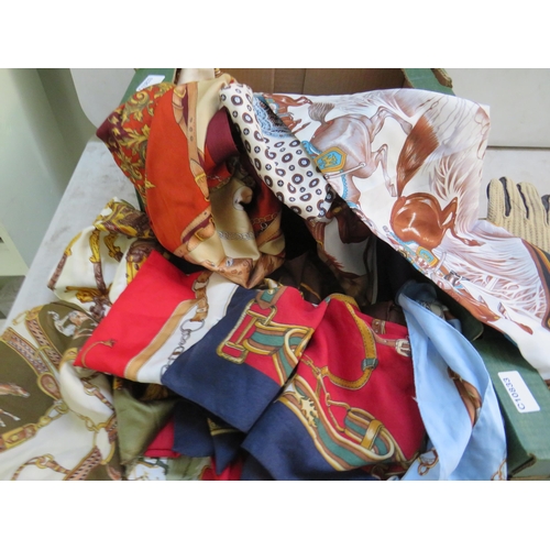 892 - Large Collection of Ladies Silk scarves, gloves. See photos