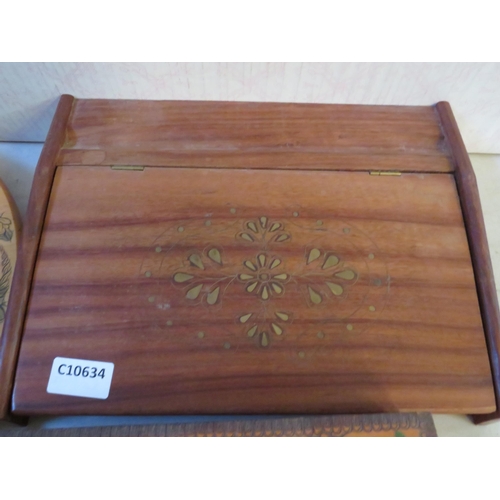 2086 - Selection of Wooden items to include turning cake decorators board plus decorated lidded boxes. See ... 