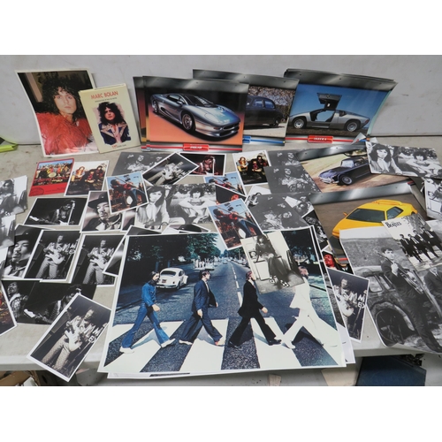 2091 - Selection of Publicity shots, prints, Scrap book cut outs of Jimi Hendrix, Beatles and Marc Bolan to... 