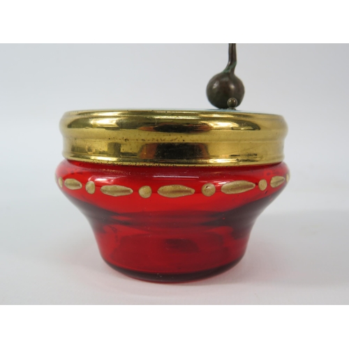 3 - Vintage Czechoslovakian Musical Rouge pot with cold painted Bronze Ballerina dancer to the lid,  in ... 