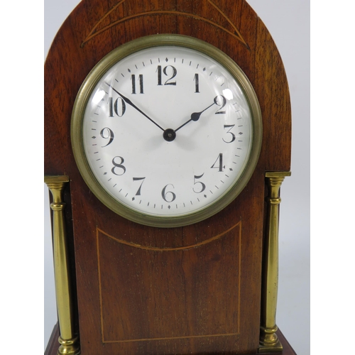 30 - Vintage Mahogany inlaid mantle clock, intermittant runner 10