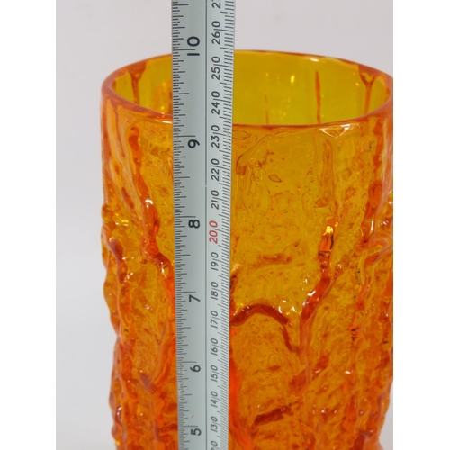 4 - A Mid Century Whitefriars Tangerine bark effect vase, 9 1/4