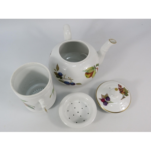 41 - Royal Worcester Evesham infuser teapot.