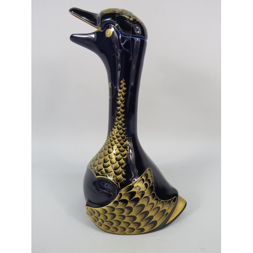 46 - Vintage Chabot Armagnac limited edition cobalt blue and gold decanter in  the form of a duck by Limo... 