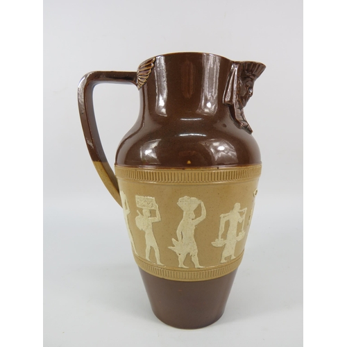 49 - Antique Royal Doulton Lambeth Egyptian Revival jug, 8.5