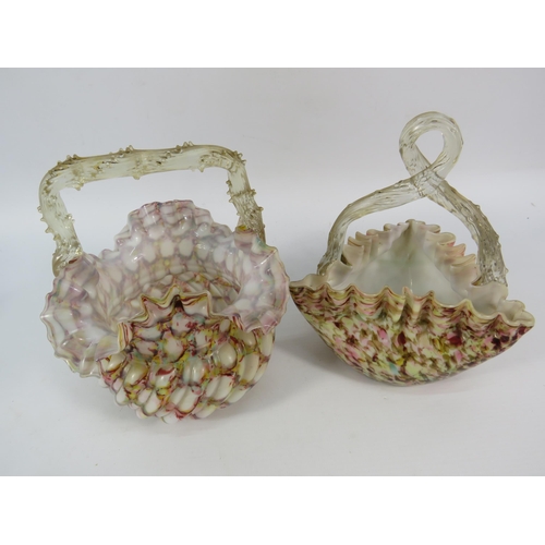 52 - Two Antique glass baskets by Stourbridge and Boston & Sandwich, 7.5