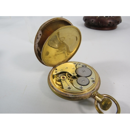 57 - American made Philidelphia watch case company gold tone enamel face pocket watch in running order wi... 