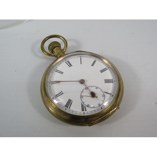 57 - American made Philidelphia watch case company gold tone enamel face pocket watch in running order wi... 