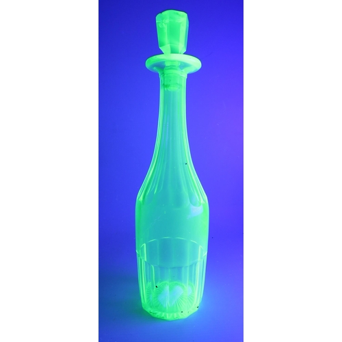 6 - Antique green uranium glass decanter, 12.5