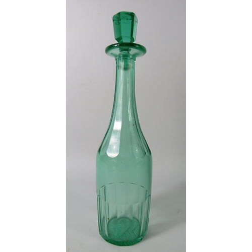 6 - Antique green uranium glass decanter, 12.5