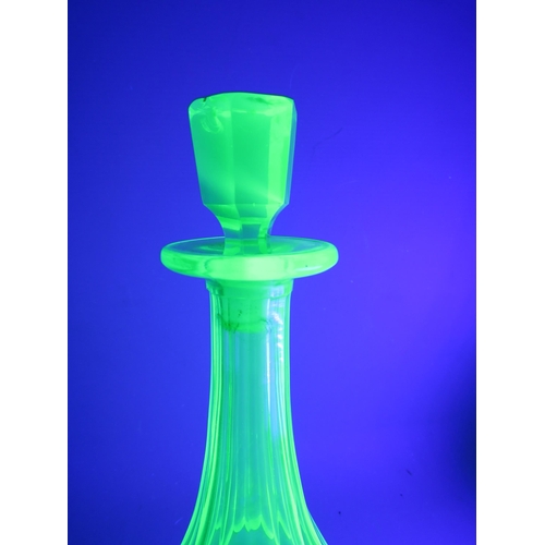 6 - Antique green uranium glass decanter, 12.5