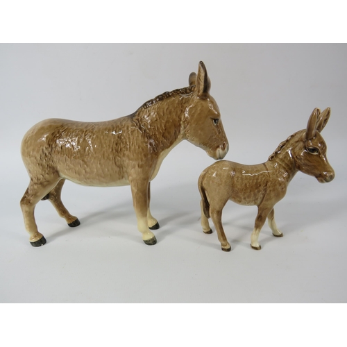 7 - Beswick Donkey and Foal figurines.