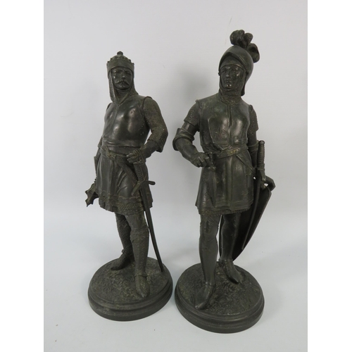 59 - Two spelter figures of knights, 13.5