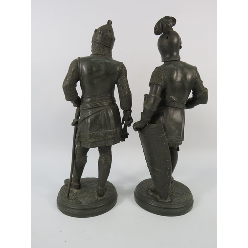 59 - Two spelter figures of knights, 13.5