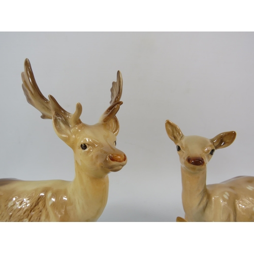 67 - Beswick Deer Family figurines, Stag, Doe and Fawn.