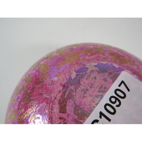 68 - Three pieces of Pink Iridescent Royal Brierley studio art glass, the tallest measures 7