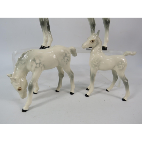 75 - Beswick Grey Arab Bahram horse figurine plus two grey foals.