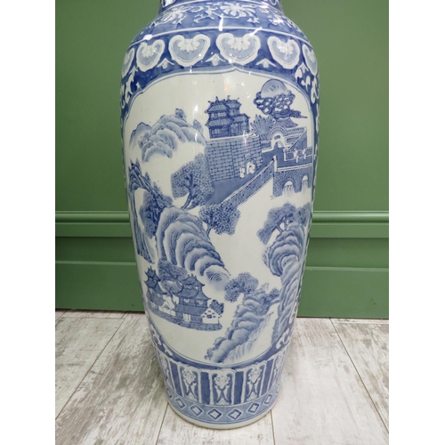 89 - Large blue and white oriental floor vase, 36.5