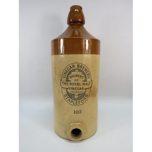 98 - Large 19th Century Stapleford Vinegar Brewery stoneware storage jar by Doulton & co Lambeth. 21