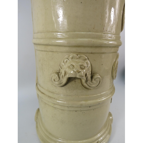 99 - A late Victorian Stoneware water filter with lion head handles by G Cheavins Boston Lincolnshire, 21... 