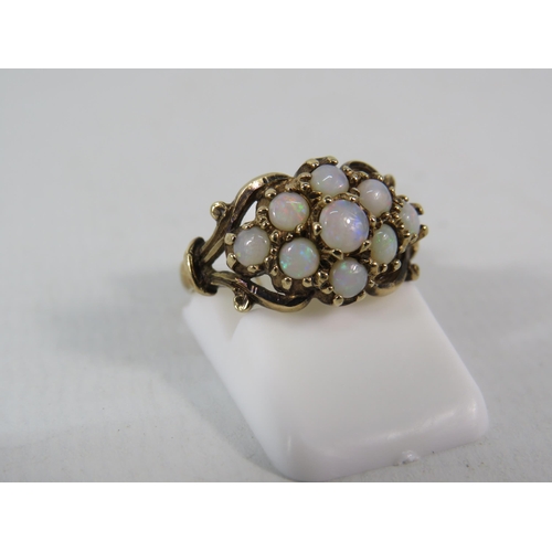 138 - Vintage 9ct Gold opal cluster ring, finger size 