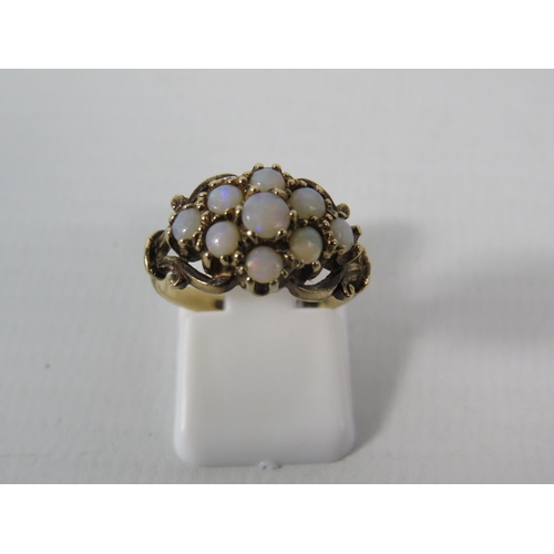 138 - Vintage 9ct Gold opal cluster ring, finger size 