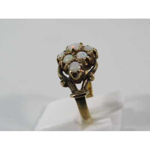 138 - Vintage 9ct Gold opal cluster ring, finger size 