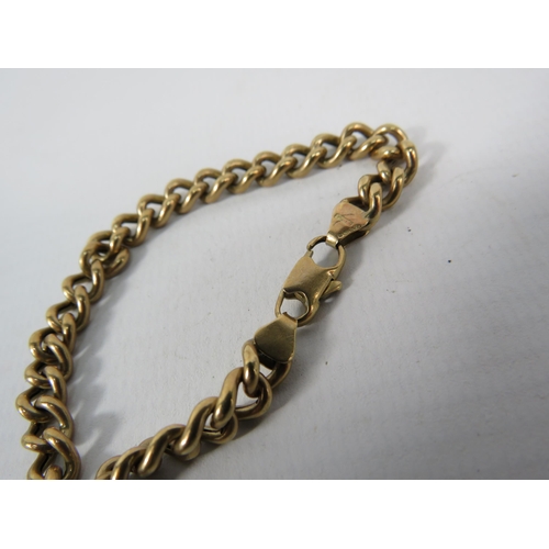 140 - 9ct Gold chunky curb link bracelet, 20 cm long. 7.9 grams