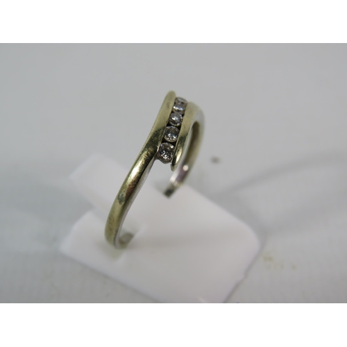 146 - 9ct Gold ring set with five diamonds 0.15, finger size 