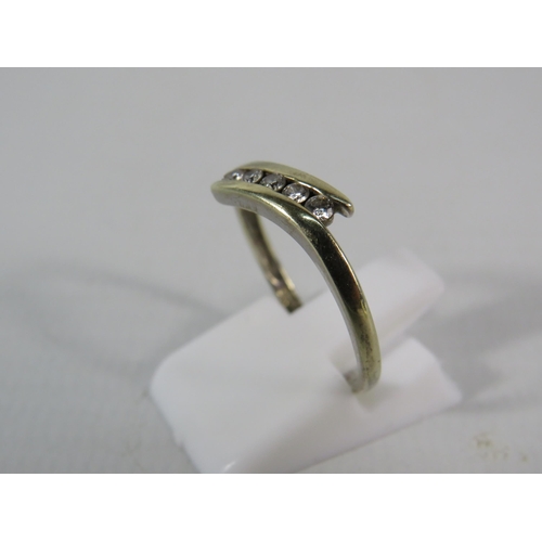 146 - 9ct Gold ring set with five diamonds 0.15, finger size 