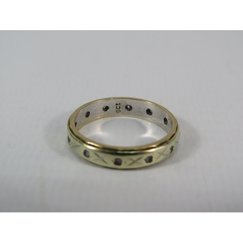 147 - 9ct Yellow and white Gold Eternity ring set with paste stones, 3.1 grams.