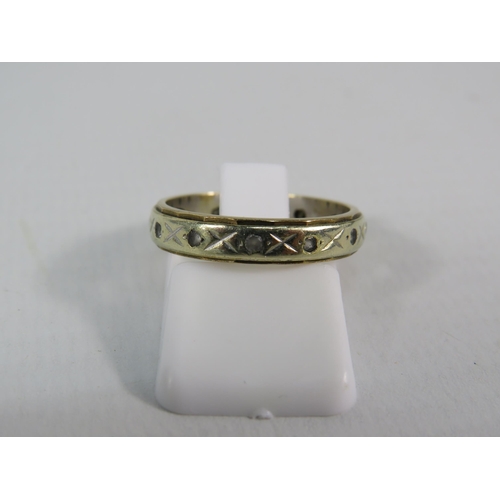 147 - 9ct Yellow and white Gold Eternity ring set with paste stones, 3.1 grams.