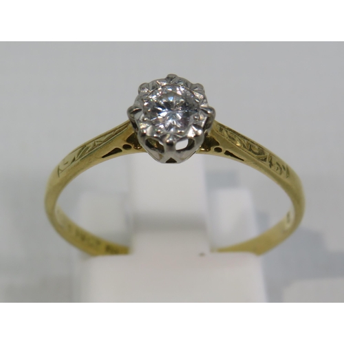 149 - 18ct Gold platinum set diamond solitaire ring, 1/4 carat, finger size 