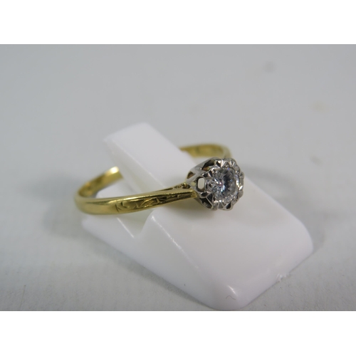 149 - 18ct Gold platinum set diamond solitaire ring, 1/4 carat, finger size 