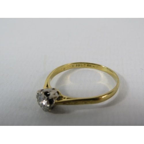 149 - 18ct Gold platinum set diamond solitaire ring, 1/4 carat, finger size 