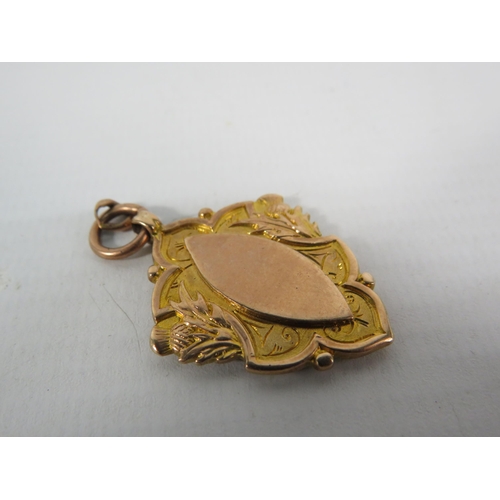 153 - 9ct solid gold Fob Birmingham 1909, 9.7 grams.