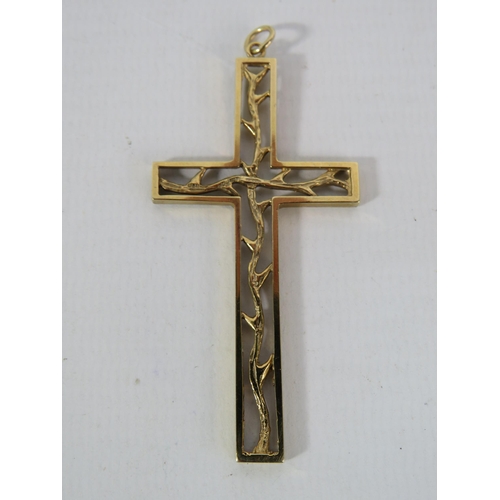 158 - Large 9ct Gold Crucifix pendant 6cm by 3 cm, 5.4 grams.