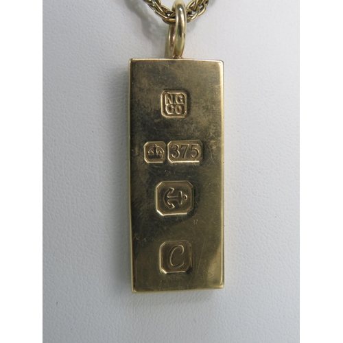 163 - 9ct Solid Gold Ingot on a 22