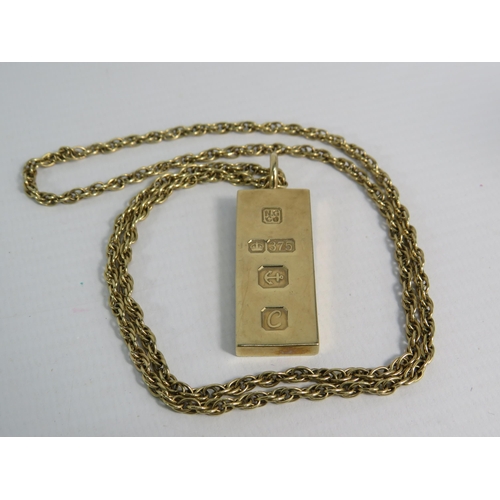 163 - 9ct Solid Gold Ingot on a 22