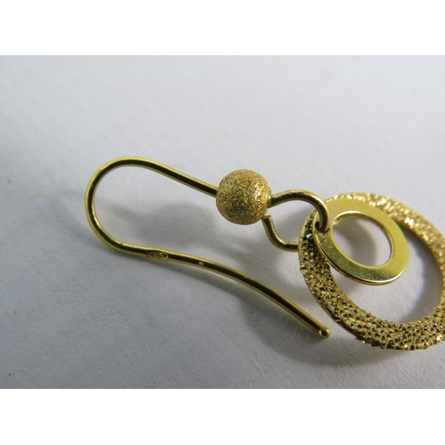 168 - 9ct Gold circle drop earrings, 1.9 grams.