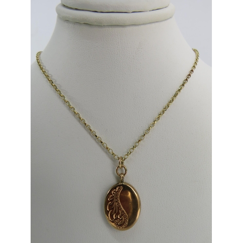 169 - 9ct Gold Oval Locket on a 18