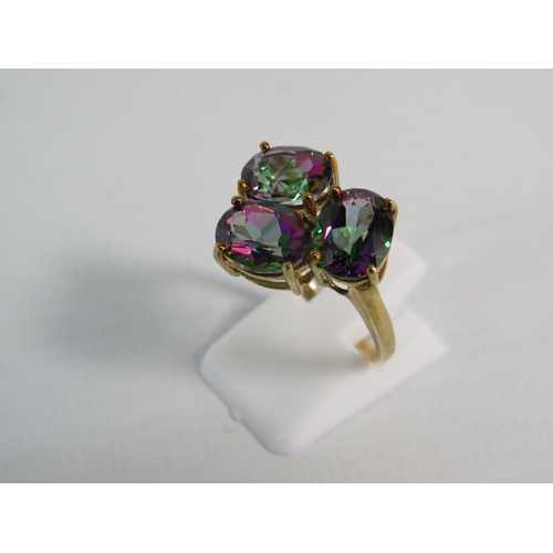 175 - 9ct Yellow Gold Mystic Topaz Ring, 6.319cts with certificate finger size 