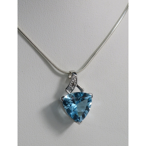 181 - 9ct White Gold Sky Blue Topaz Pendant on a 925 sterling silver chain.