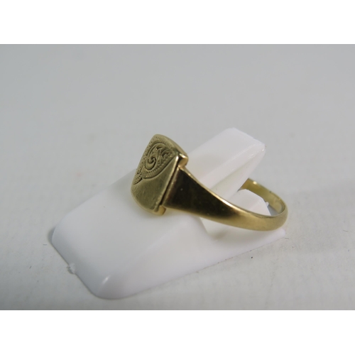 191 - 9ct Yellow gold ladies signet ring, finger size 