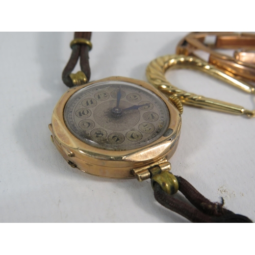 192 - Vintage 9ct gold cased wristwatch for spares or repair plus approx 3 grams of scrap gold.