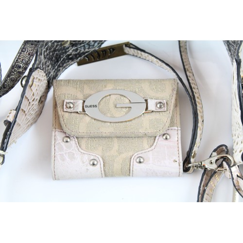 526 - Guess Y2K Vintage Denim Leather Purse Cream Pink 487868