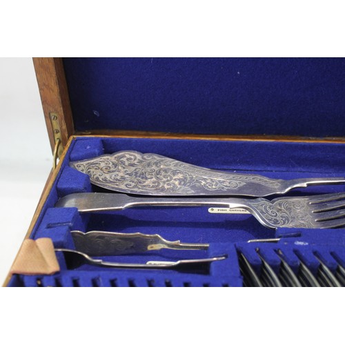 542 - Antique Mappin & Webb Cutlery Sets w/ Large Wooden Canteen Silver Plate 11342g 2235739