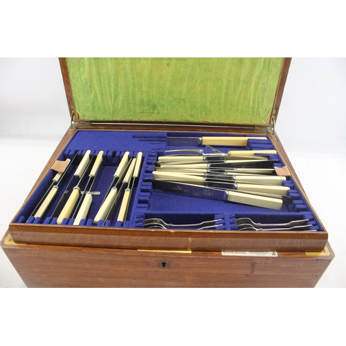 542 - Antique Mappin & Webb Cutlery Sets w/ Large Wooden Canteen Silver Plate 11342g 2235739